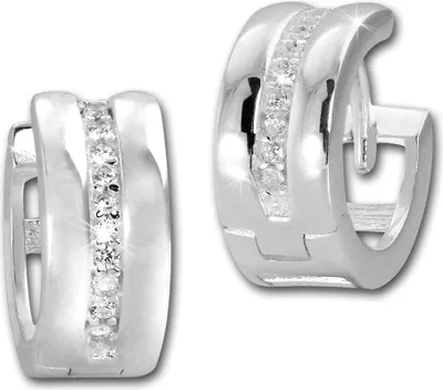 Image de SilberDream Créoles 13mm argent 925 blanc zirconium Spirit Boucles d'oreilles SDO4262W