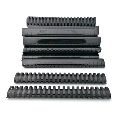 Productafbeelding van Plastic bindruggen met spiraalbinding, 21 ringen, diameter 38 mm, A4-formaat, capaciteit 281 tot 340 vellen, zwart, 50 stuks