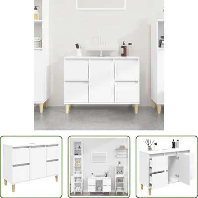 Produktbild von The Living Store Waschbeckenunterschrank Weiß 80x33x60 cm Holzwerkstoff