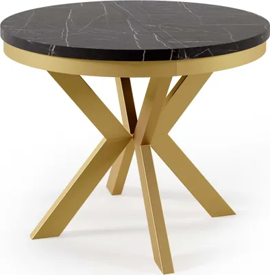 Image de FURNLUX Table à manger Edder Noir Et Or 100cm / Couleur principale : Noir / Dimensions : 100 x 76 x 176 cm