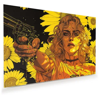 Produktbild von Glasbild 45x30cm in XXL für Wohnzimmer, Schlafzimmer Motiv Sonnenblumenmädchen