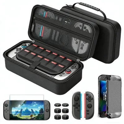 Produktbild von Schutzhülle für Nintendo Switch 2 Set mit Schutzfolie und Aufsätzen für die Buttons