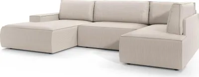 Produktbild von FURNLUX Ecksofa Fiord Beige Und Schwarz 329cm / Hauptfarbe: Beige / Abmessungen: 329 x 85 x 167 cm