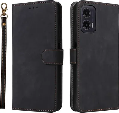 Immagine prodotto di Custodia per Motorola Moto G35 - Cover portafoglio Phonesta Vintage Skin con cordino staccabile - Nero