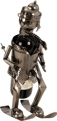 Produktbild von Flaschenhalter aus Metall Skifahrer für Weinflasche