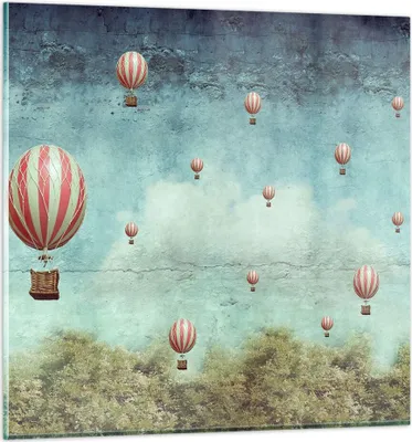 Produktbild von Bilder auf glas - Baloons Phantasie Illustration Fantasie - 70x70cm - Glasbilder - Wandbilder - Kunstdruck - Wanddekoration aus Glas - Glas Bilder - Wandbild auf Glas - GAC70x70-3065