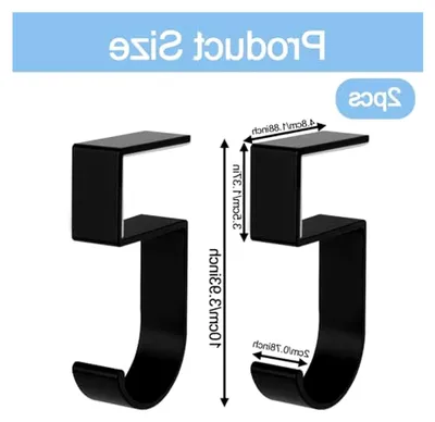 Produktbild von 2 Stück Handtaschenhaken für den Tisch, Metallischer Taschenhalter für Schreibtisch-Organizer in Schwarz