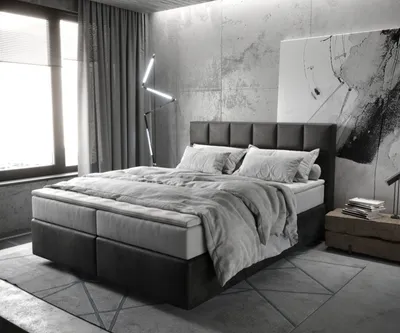 Produktbild von DELIFE Boxspringbett Dream-Fine 160x200 cm Mikrofaser Anthrazit Vintage mit TFK Matratze und Visco Topper
