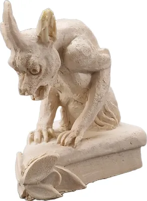 Produktbild von Kleiner beigefarbender Gargoyle auf Stein mit Horn