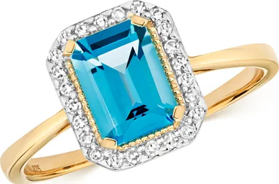 Produktbild von 9 Karat (375) Gold Cluster Damen - Diamant Ring Brillant-Schliff 0.09 Karat mit Topas, 57 (18.1); TRS14853RSP