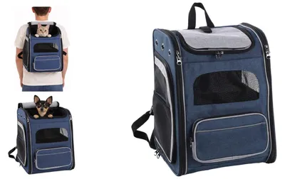 Produktbild von Hunderucksack - Rucksack Manfred Blau – 31x33x43cm – Polyester – Abnehmbarer Bod