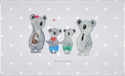 Produktbild von Mr. & Mrs. Panda Handtuch Koala Familie zwei - Grau Pastell - Geschenk, 50x100, frottierhandtuch, Koalabär, gesichtstuch, Muttertag, kleines, Flauschtuch