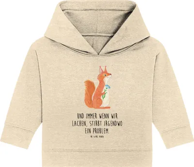 Produktbild von Mr. & Mrs. Panda Organic Baby Hoodie Eichhörnchen Blume 24. - 36. Monat - Natural Raw - Geschenk, Kapuzenshirt, Spaß, Motivation Sprüche, glücklich Spruch, Lachen