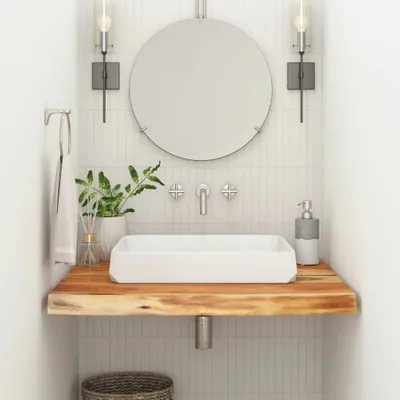 Immagine prodotto di Maison Exclusive - Piano per lavabo, 80x60x3,8 cm, rettangolare, in legno massello di acacia