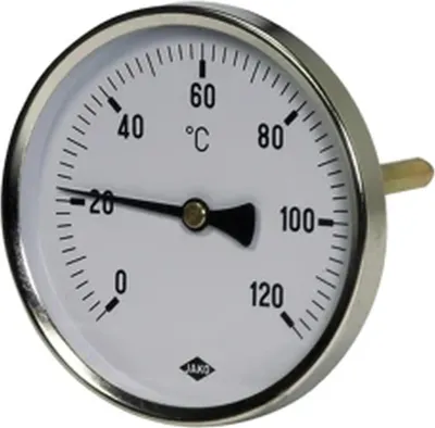 Produktbild von JAKO Zeiger-Thermometer Fig.2611(20) 80mm Durchmesser 250 Schaft hinten 0-120 Gr., 1 Stk.