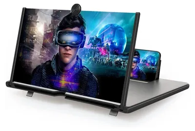 Produktbild von 18 Zoll Handy Lupe,3D HD Faltbarer Handy Projektor Bildschirmlupe, Für Filme und Videos, blendfrei, kompatibel mit Allen Smartphones (Schwarz)