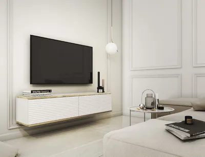 Produktbild von TV Lowboard RTV-Schrank Fernsehtisch ORO MDF 135 Weiß