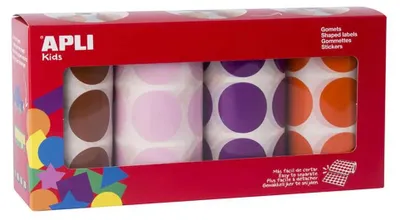 Obrázek produktu pro Apli kulaté samolepky do školy, Ø 33 mm, vícebarevné, pro děti, vícebarevné, univerzální velikost