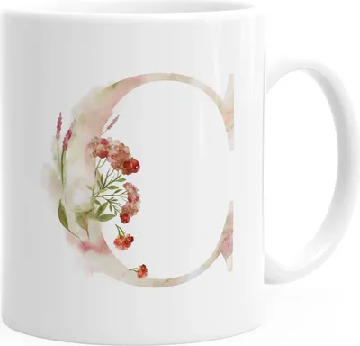Produktbild von Buchstaben-Tasse "C" Tasse mit Buchstabe Alphabet Monogramm Watercolor gezeichnet Kaffeetasse Autiga® weiß unisize