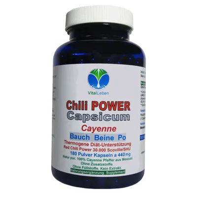 Produktbild von Red Chili Fat-BURNER CAPSAICIN 180 Kapseln BAUCH BEINE PO "Fettbrenner" POWER-Diät Unterstützung & (Fett) Stoffwechsel. OHNE Zusatzstoffe.