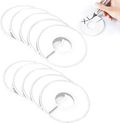 Immagine prodotto di Appendiabiti con divisori per taglie, 10 pezzi, in plastica bianca