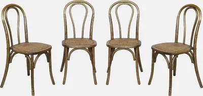 Immagine prodotto di Set 4 sedie vintage in legno e rattan, Marrone