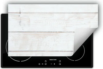Image de DarHaus Plaque de recouvrement pour cuisinière 90x52 cm Tapis antidérapant Enroulable, blanc - bois