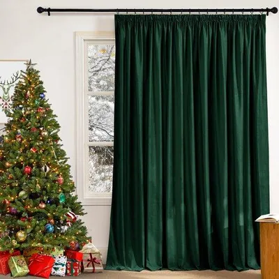 Immagine prodotto di Tende oscuranti verde scuro Unyqoos® da 240 cm (altezza) x 300 cm (larghezza), con passacord – riducono la luce e offrono isolamento termico per il soggiorno
