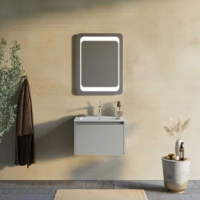Immagine prodotto di Mobile bagno 60cm color sabbia, lavabo e specchio 60x80 | Monaco