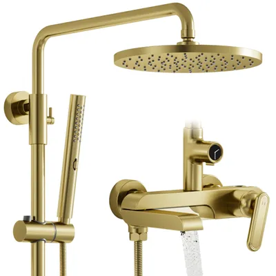 Douchesystem mit 250 mm Regendusche, Handbrause, 3 Strahlarten, Gold