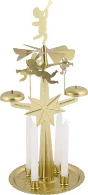 Immagine prodotto di Campanella luminosa in metallo dorato con angeli rotanti 25 cm