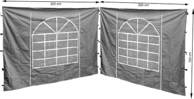 Produktbild von 2 Seitenteile mit PVC Fenster 300x193cm für Pavillon Sahara 3x3m Seitenwand Grau