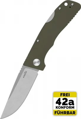 Produktbild von Schnitzel KVAR, Outdoor Taschenmesser, grün, stonewashed - Bushcraft Campingmesser Klappmesser Folder