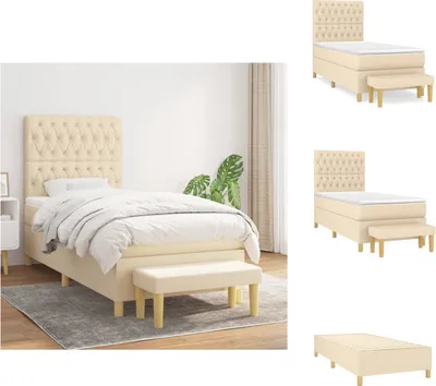 Produktbild von vidaXL Boxspringbett mit Matratze Creme 90x190 cm Stoff -  Betten & Bettgestelle