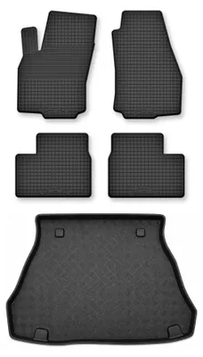 Image de Tapis en caoutchouc + bac de coffre pour Alfa Romeo 156 2000-2006 (break) – 5 pièces, noirs, semi-universel, adapté