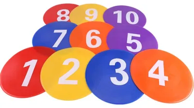 Imagen del producto de INF Discos marcadores numerados planos 23cm juego de 10 – Marcadores de entrenamiento de fútbol PVC antideslizantes (números 1-10)