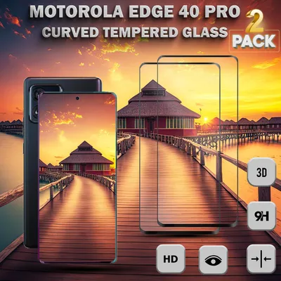 Produktbild von 2-Pack Motorola EDGE 40 Pro Displayschutzfolie - Gehärtetes Glas 9H - Super Qualität 3D