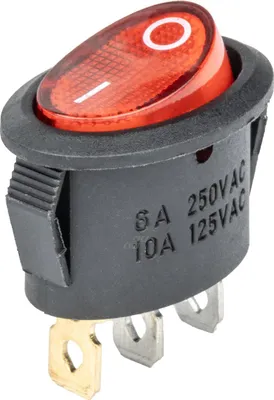 Obrázek produktu pro Vestavěný spínač AMiO 12/230 V, tlačítkový - zapnuto/vypnuto s LED (2 polohy), červený