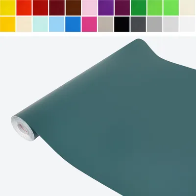 Produktbild von DecoMeister Uni Folien – Küchenfolie für Möbel – Dekorative Möbelfolie – Selbstklebende PVC Folie – Einheitliche Farbe – 67,5x490 cm Grün-Blau Matt