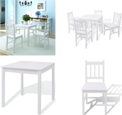 Image de vidaXL Ensemble de cinq tables de salle à manger en bois de pin blanc - Table Et Chaises - Tables Et Chaises - Salle à manger - Groupe de salon