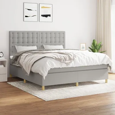 Produktbild von Boxspringbett mit Matratze Hellgrau 160x200 cm Stoff , Klassische Betten Design 2024