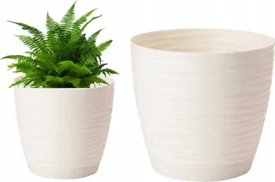 Obrázek produktu pro Plastový květináč s podstavcem krémové barvy 14,7x13,6 cm Sahara