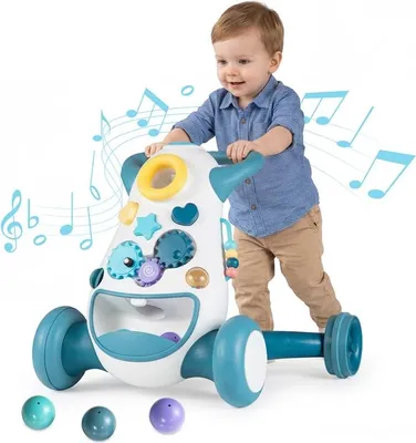 Produktbild von COSTWAY Babywalker, Montessori-Spielzeug, Lernwalker mit Musik, Lichtern und Stauraum, für Babys von 6-36 Monaten, Blau