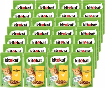 Produktbild von KITEKAT Portionsbeutel mit Huhn in Sauce Nassfutter für Katzen 28x85g