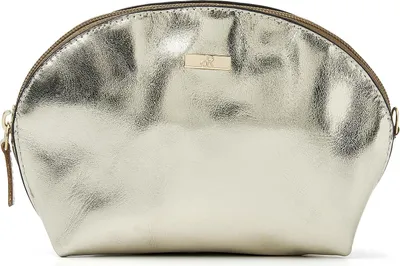 Produktbild von Schminktasche mit Spiegel von dR Amsterdam | Kleines Make-up-Etui | Spiegeltasche Leder | Damen-Kosmetiktasche | Etui für Make-up Mint - 110630 Light Gold