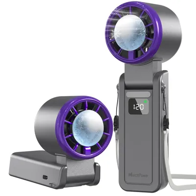 Zdjęcie produktu dla Mini przenośny wentylator, 120 stopni regulacji prędkości, cichy, zasilany przez USB