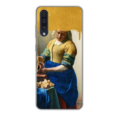 Produktbild von MuchoWow® Handyhülle Schutzhülle Hülle für Samsung Galaxy A50 Milchmädchen - Gold - Alte Meister Silikon Softcase Handy Hülle - Mobiltelefonhülle