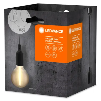 Image de Suspension Vintage Bell Noire E27 Design Rétro, Culot E27, Finition Noire - Ledvance