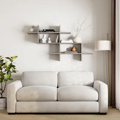 Image de DECORTIE Halic Étagère murale Moderne Étagère à livres Gris moka, 150 x 22 x 82 cm