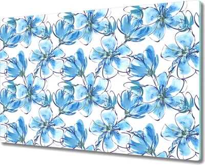 Produktbild von Glas Schneidebrett Herdabdeckplatten Schneideplatten - 80x52 cm - Blaue Blumen